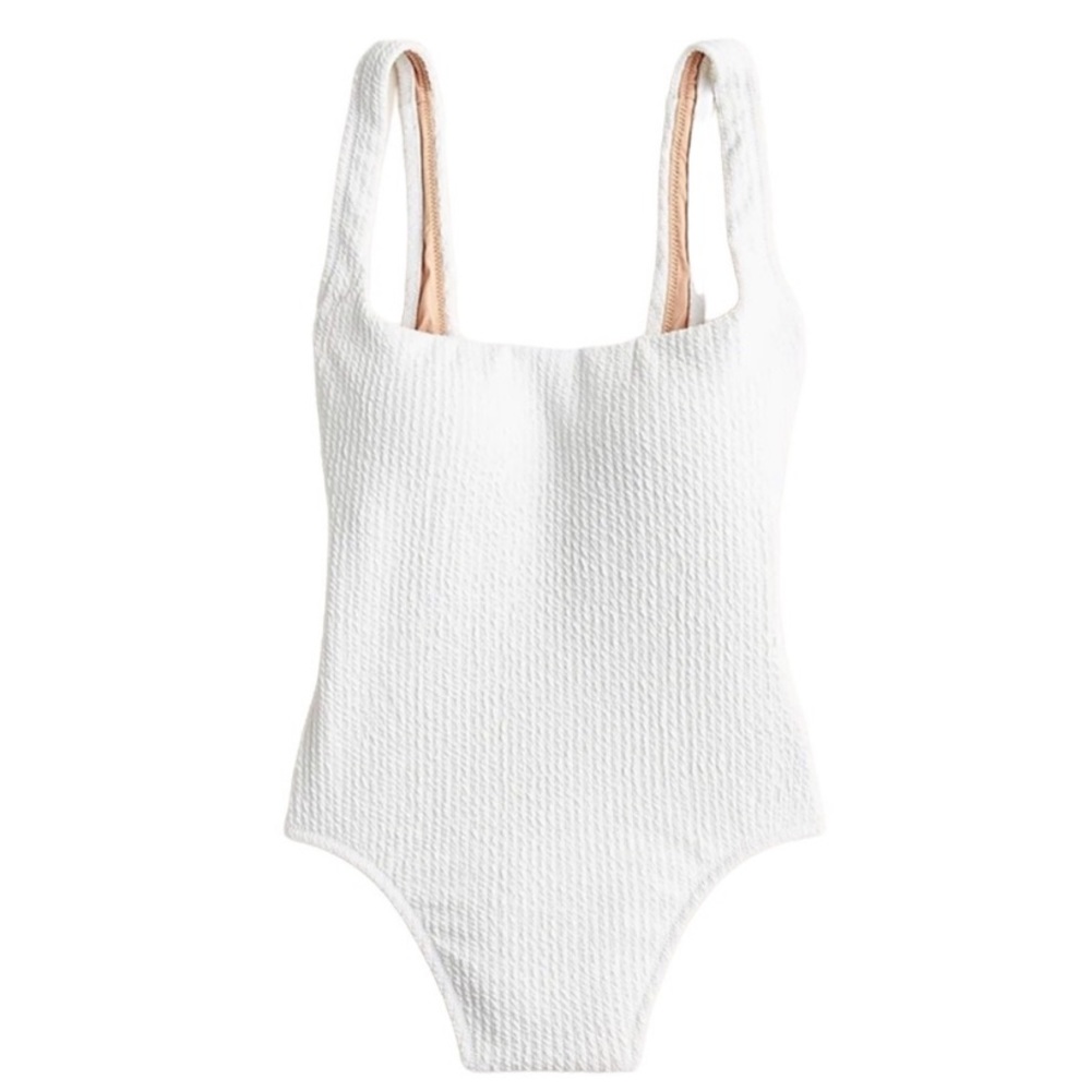 Long-torso textured squareneck one-piece
White. size 8 long torso, NWOT